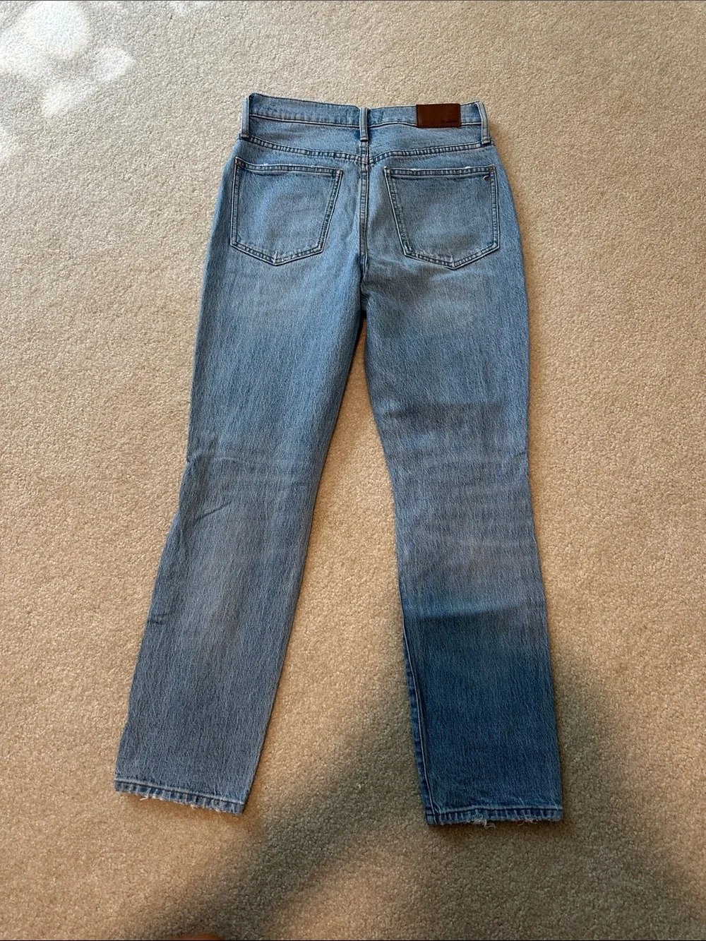 Madewell Light Blue Distressed Straight Leg Jeans
